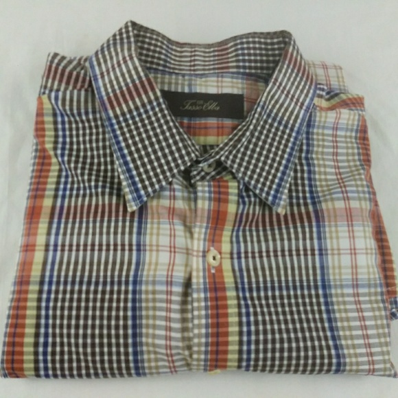 Tasso Elba Rust Blue checkered dressed 👕 - Picture 1 of 4